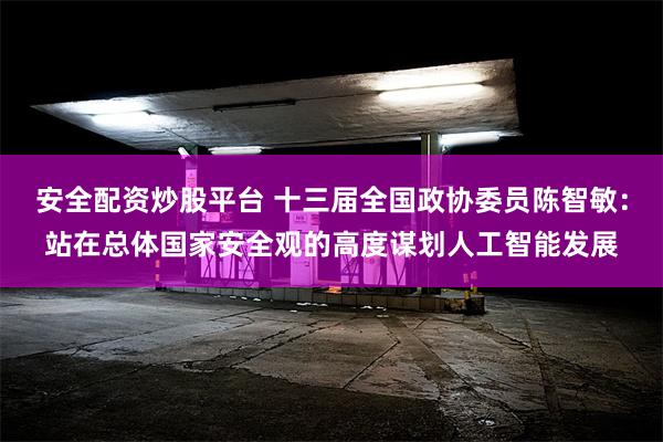 安全配资炒股平台 十三届全国政协委员陈智敏：站在总体国家安全观的高度谋划人工智能发展