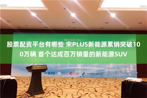 股票配资平台有哪些 宋PLUS新能源累销突破100万辆 首个达成百万销量的新能源SUV