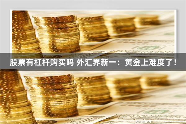 股票有杠杆购买吗 外汇界新一：黄金上难度了！