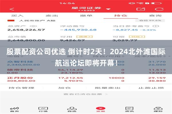 股票配资公司优选 倒计时2天！2024北外滩国际航运论坛即将开幕！