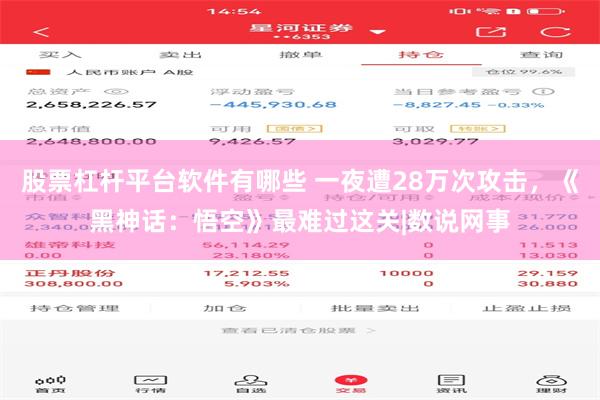 股票杠杆平台软件有哪些 一夜遭28万次攻击，《黑神话：悟空》最难过这关|数说网事