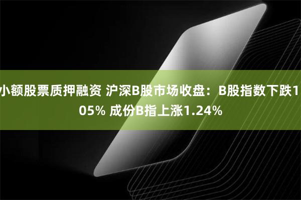 小额股票质押融资 沪深B股市场收盘：B股指数下跌1.05% 成份B指上涨1.24%