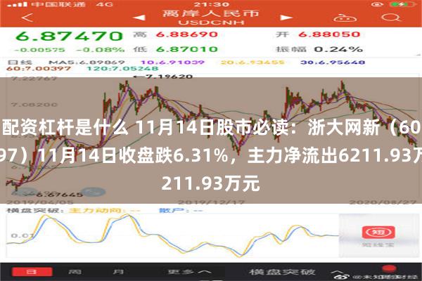 配资杠杆是什么 11月14日股市必读：浙大网新（600797）11月14日收盘跌6.31%，主力净流出6211.93万元