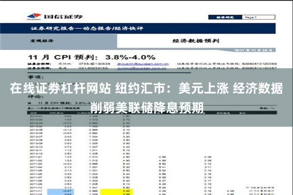 在线证劵杠杆网站 纽约汇市：美元上涨 经济数据削弱美联储降息预期